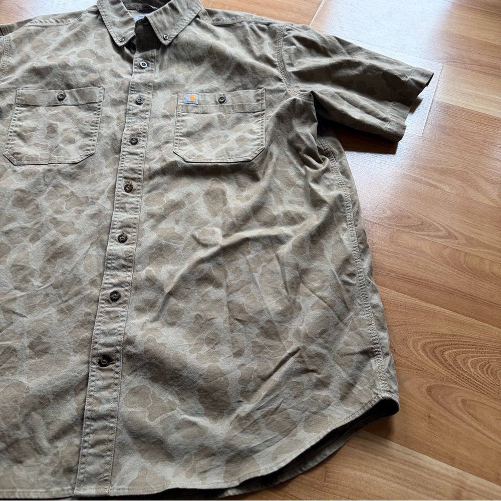 Carhartt men’s Rugged Flex short sleeve camo button down shirt XLT summer style - Picture 4 of 13